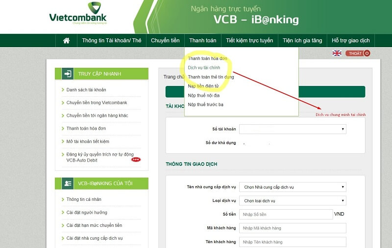 mẫu giấy xác nhận tài khoản ngân hàng Vietcombank